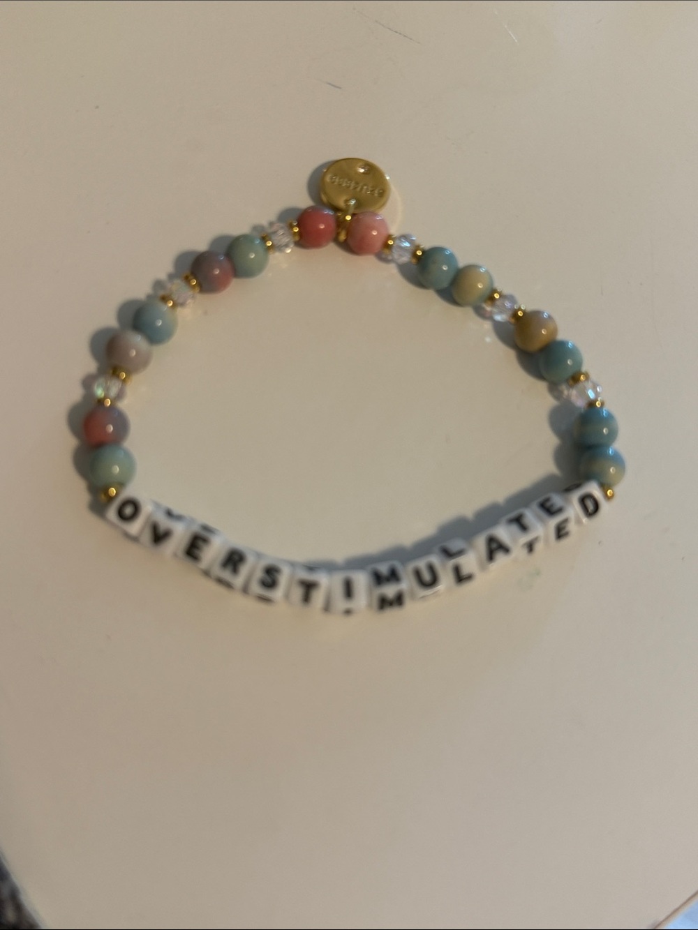 Little Words Project Overstimulated  Bracelet with Multicolor Pastel Beads M/L
